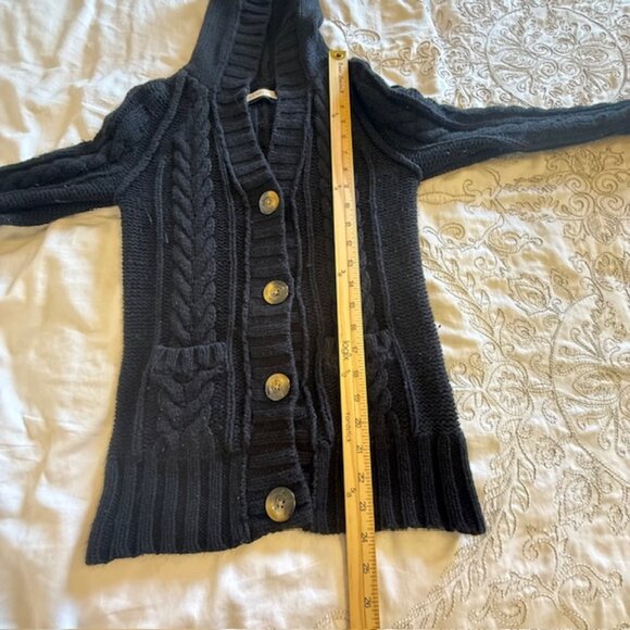 Vintage Old Navy Sweater Women Small Black Hoodie Jacket Chunk Knit button Y2K - Picture 8 of 12